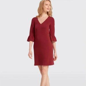 Draper James Womens V-Neck Bell Sleeve Dress